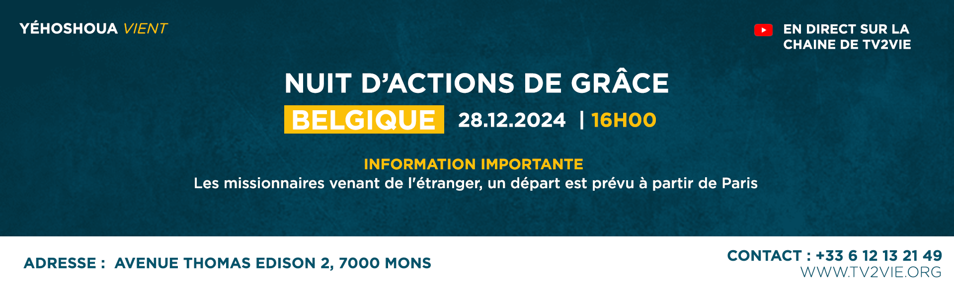 NUIT D’ACTIONS DE GRÂCE - BELGIQUE
